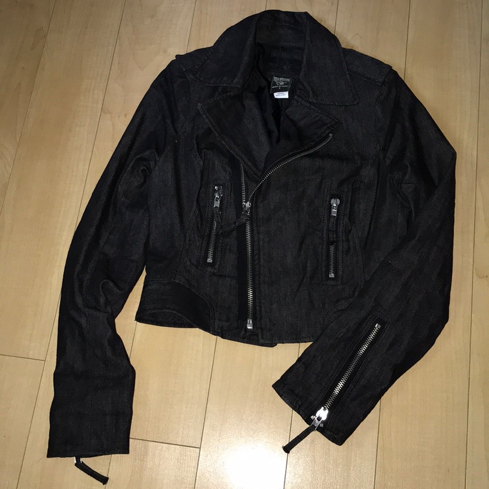 True Religion Women's Denim Moto Style Jacket